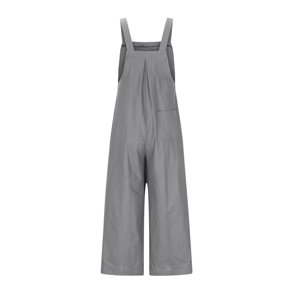 MEZZALL Girls Summer Sleeveless Wide Leg Jumpsuit Casual Solid Color Romper With Pockets Loose Fit Overalls For Toddler Kids Lovely Dailywear, Grey, 13-14 Years