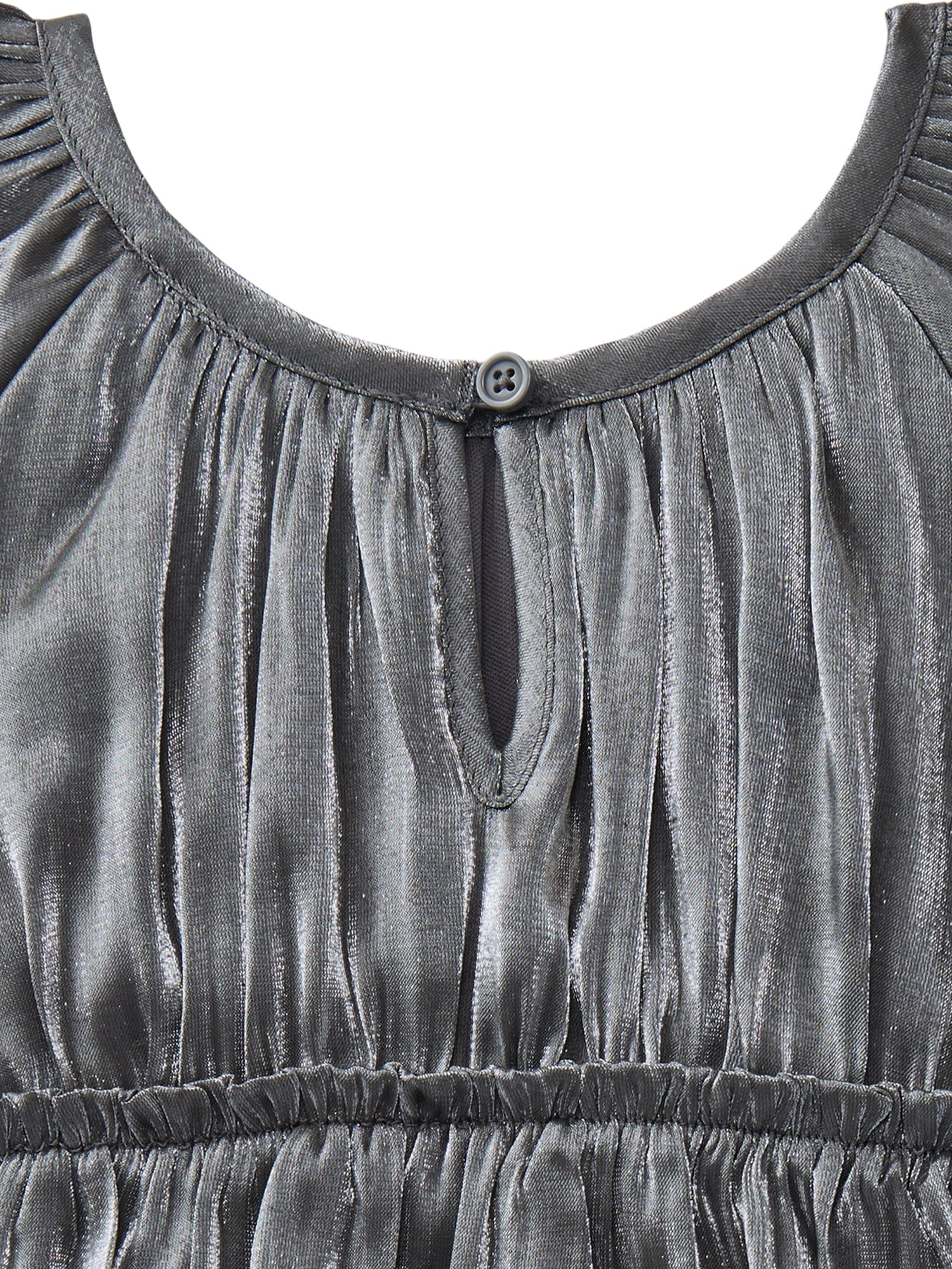 Wonder Nation Toddler Girls' Metallic Accent Party Dress with Flutter Sleeves, Sizes 12M- 5T