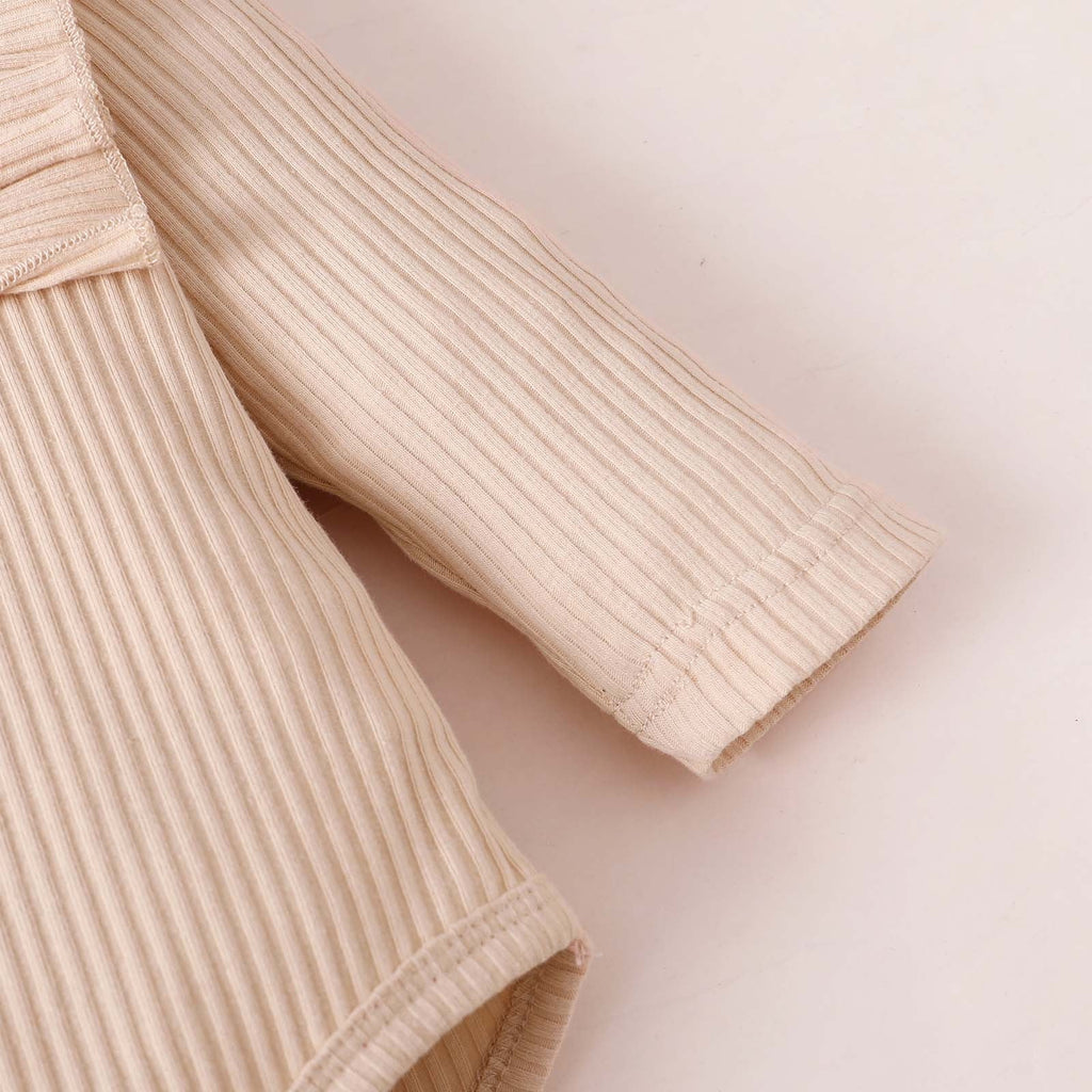 BLVB Baby Girl Fall Outfits Long Sleeve Ruffled Ribbed Knit Romper Heart Print Pants Infant Winter Clothes 3-18 Months