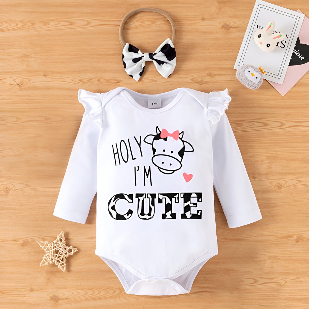 PatPat Newborn Baby Girl Clothes Long Sleeve Romper Bodysuit and Pants Outfit Set, 0-3 Months