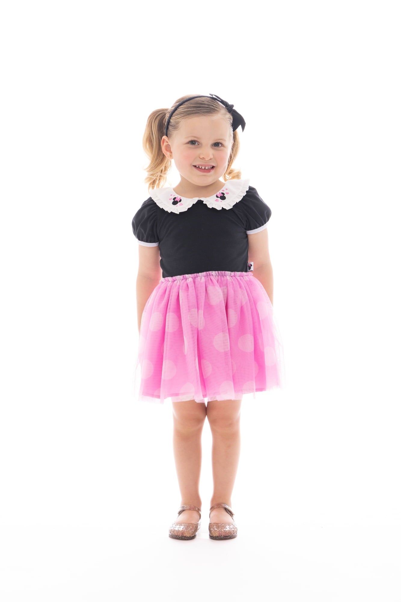 Minnie Mouse Toddler Girls Cosplay Tutu Dress with Puff Sleeves, Sizes 12M-5T