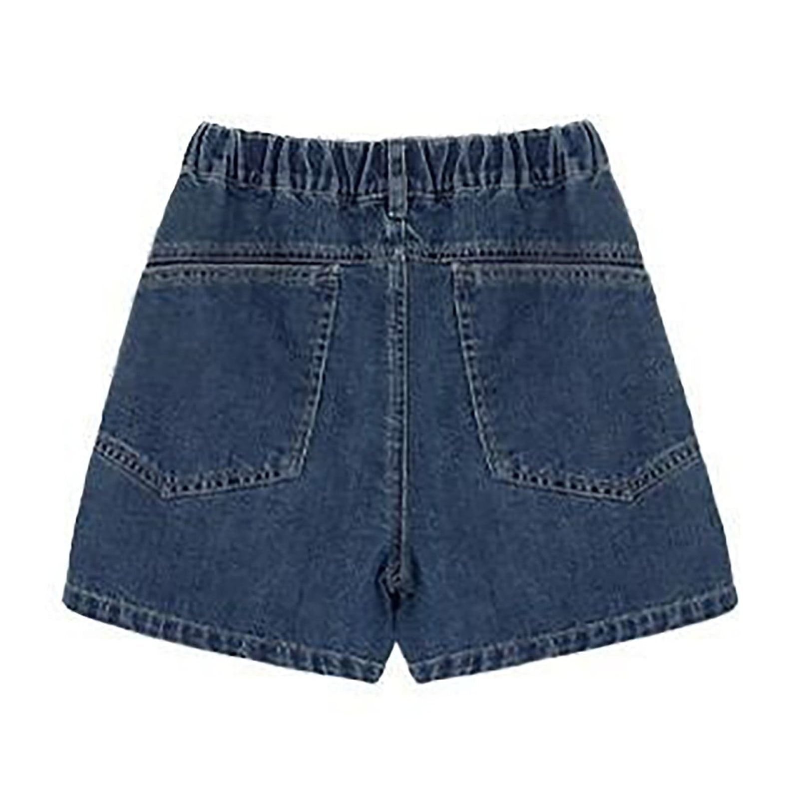 LIIPEE Boys Jean Shorts Stretch Elastic High Waist Denim Shorts With Pockets Girl Leisure Casual Outings Shorts,Blue,10-11 Years