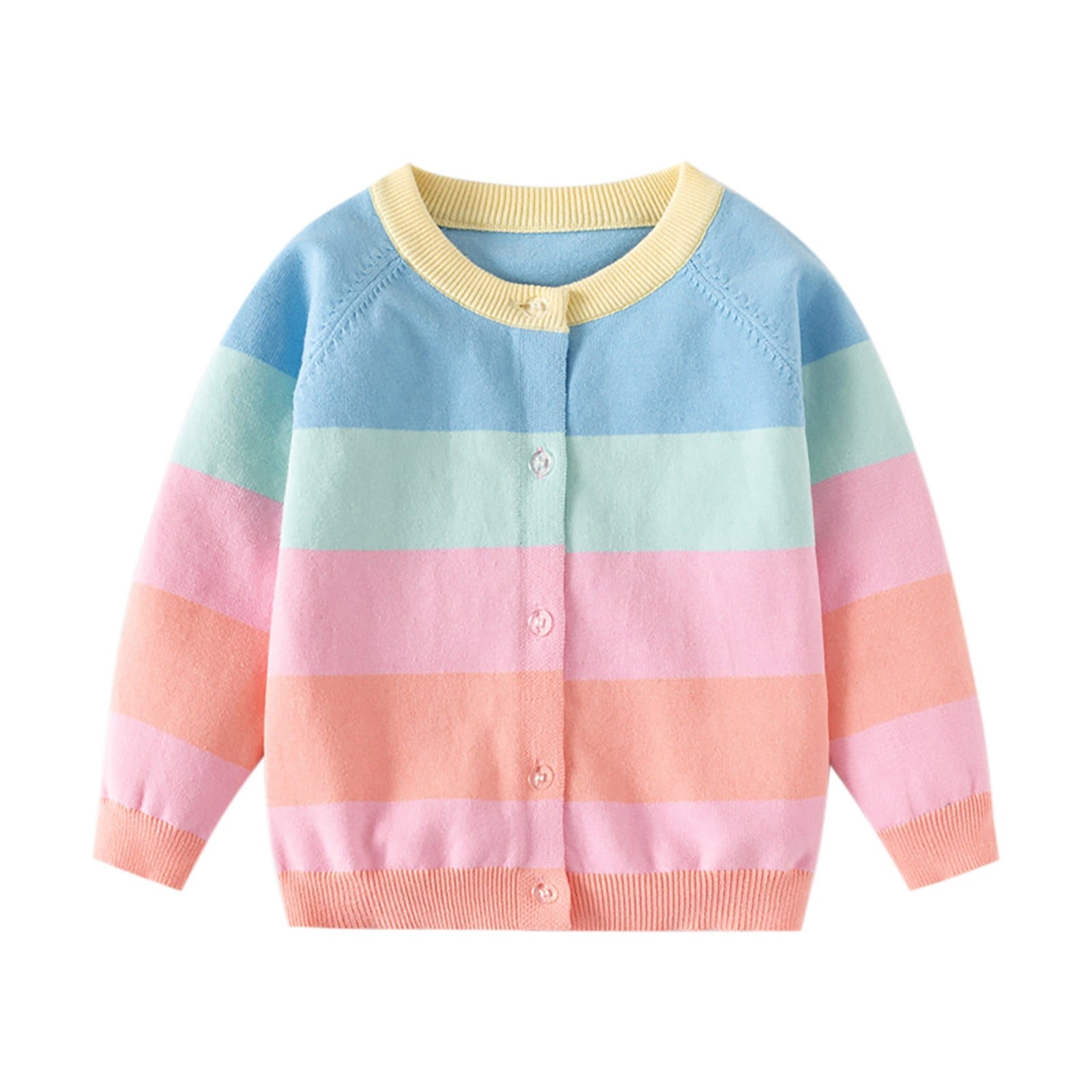 Ahdbta Toddler Girls Cardigan Sweaters Button Down Long Sleeve Knitted Tops Casual Crewneck Cute Printed Sweater Tops