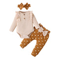 BLVB Baby Girl Fall Outfits Long Sleeve Ruffled Ribbed Knit Romper Heart Print Pants Infant Winter Clothes 3-18 Months