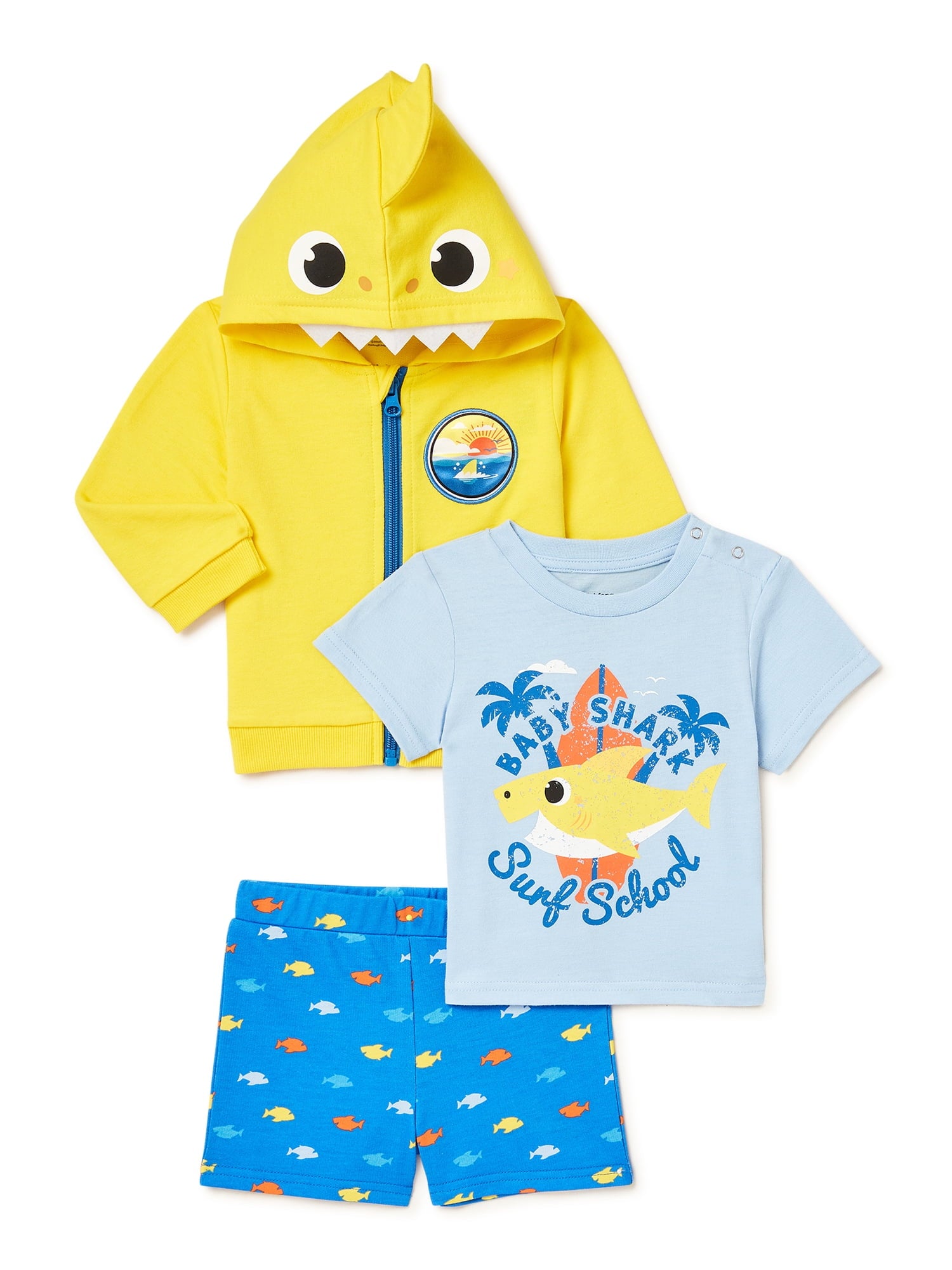 Baby Shark Baby Boy Cosplay Hoodie, T-Shirt & Shorts Outfit Set, 3-Piece, Sizes 0/3-24 Months