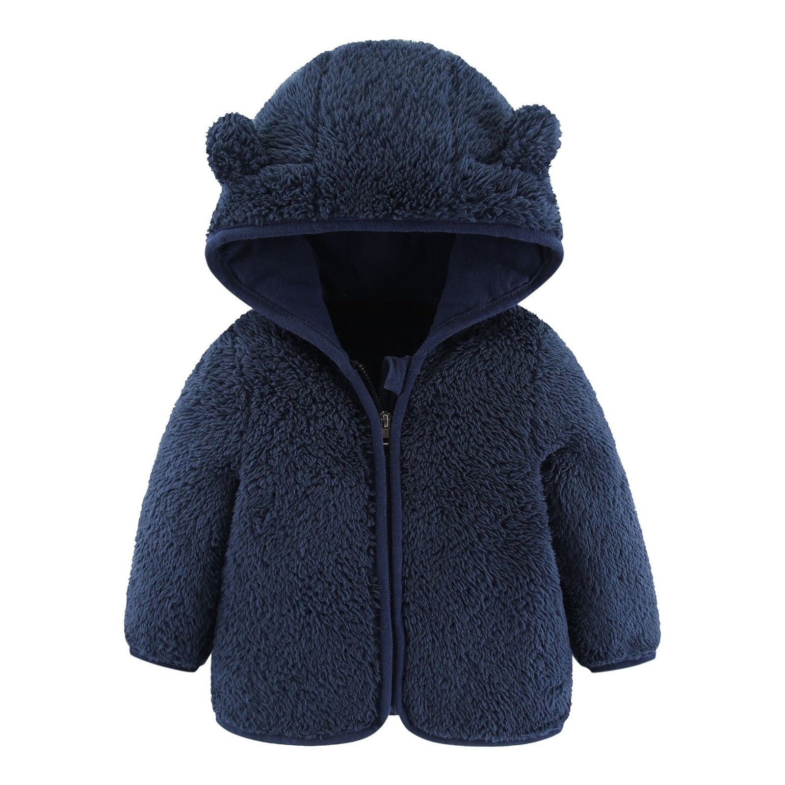 Jackets For Boy Baby Bear Ears Hooded Outerwear Zipper Warm Winter Coat (6 Months-12 Months)
