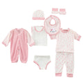 Caqnni 8PCS Layette Gift Sets 0-3M Baby Boy s Girl Boy Suit Outfit Sets One Size Clothes Set to 0-3M Layette Gift Set Shower Gift Set (A03-Pink)
