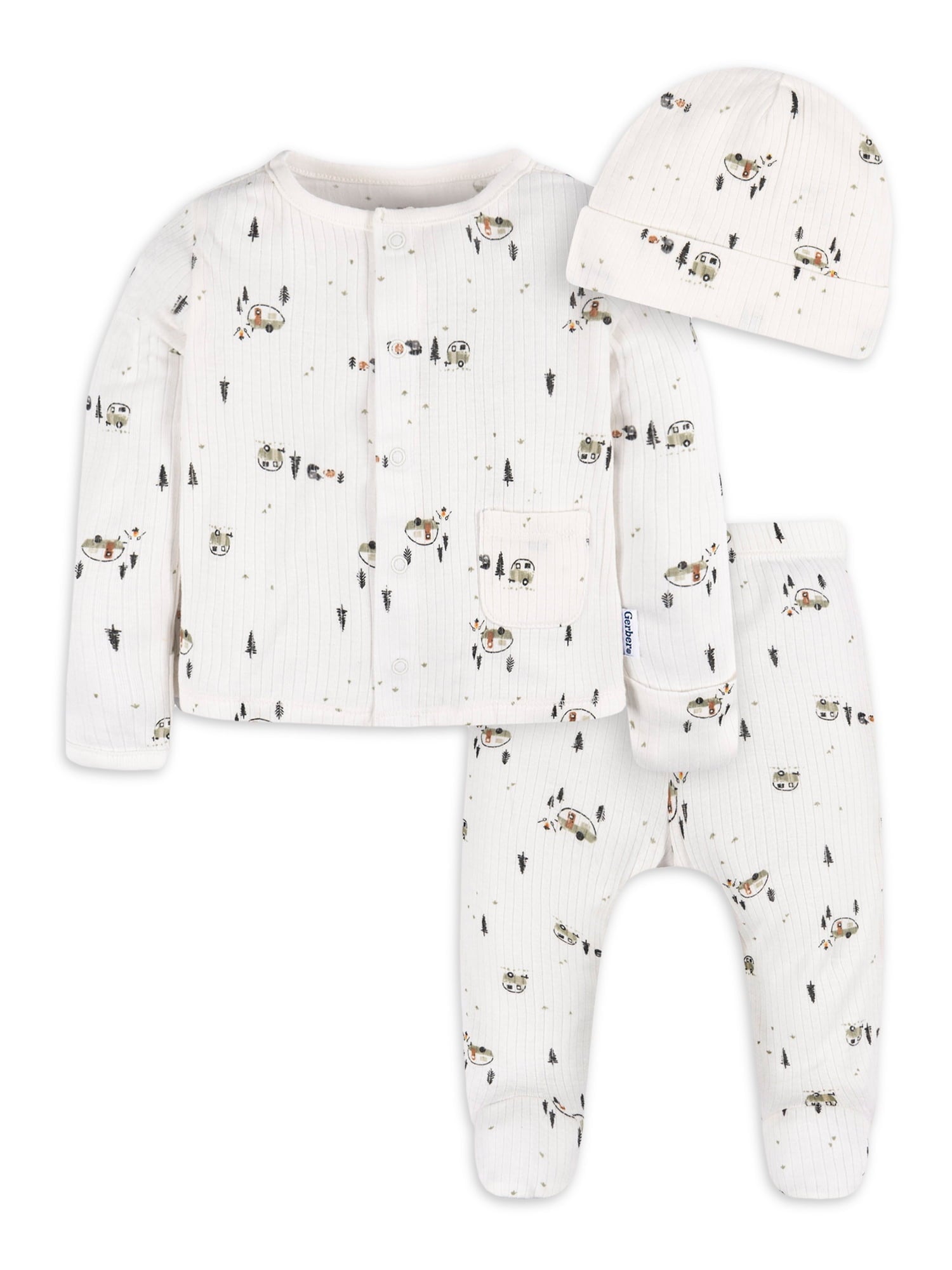 Gerber Baby Neutral White Take Me Home Outfit Set, 3-Piece, Sizes Preemie - 0/3 Months
