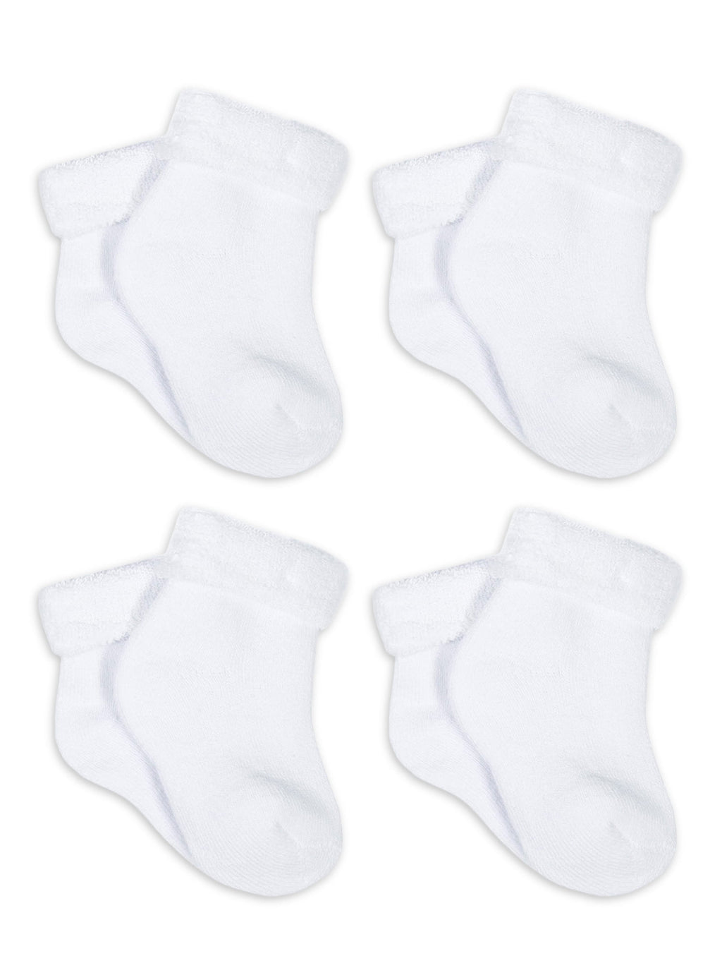 Gerber Baby Neutral White Terry Bootie Wiggle Proof Socks, 4-Pack, Sizes Newborn - 0/6 Months