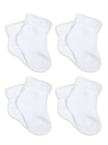 Gerber Baby Neutral White Terry Bootie Wiggle Proof Socks, 4-Pack, Sizes Newborn - 0/6 Months