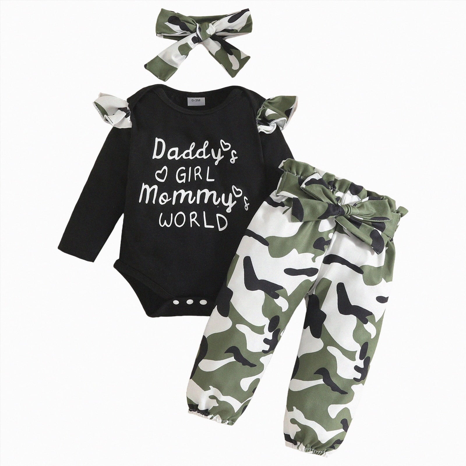 Gvdentm Preemie Newborn Clothes 3Months Infant Romper Fall Winter Outfits Gifts for Girls Cute Bell Bottoms Pant Sets(White,0-3 Months)