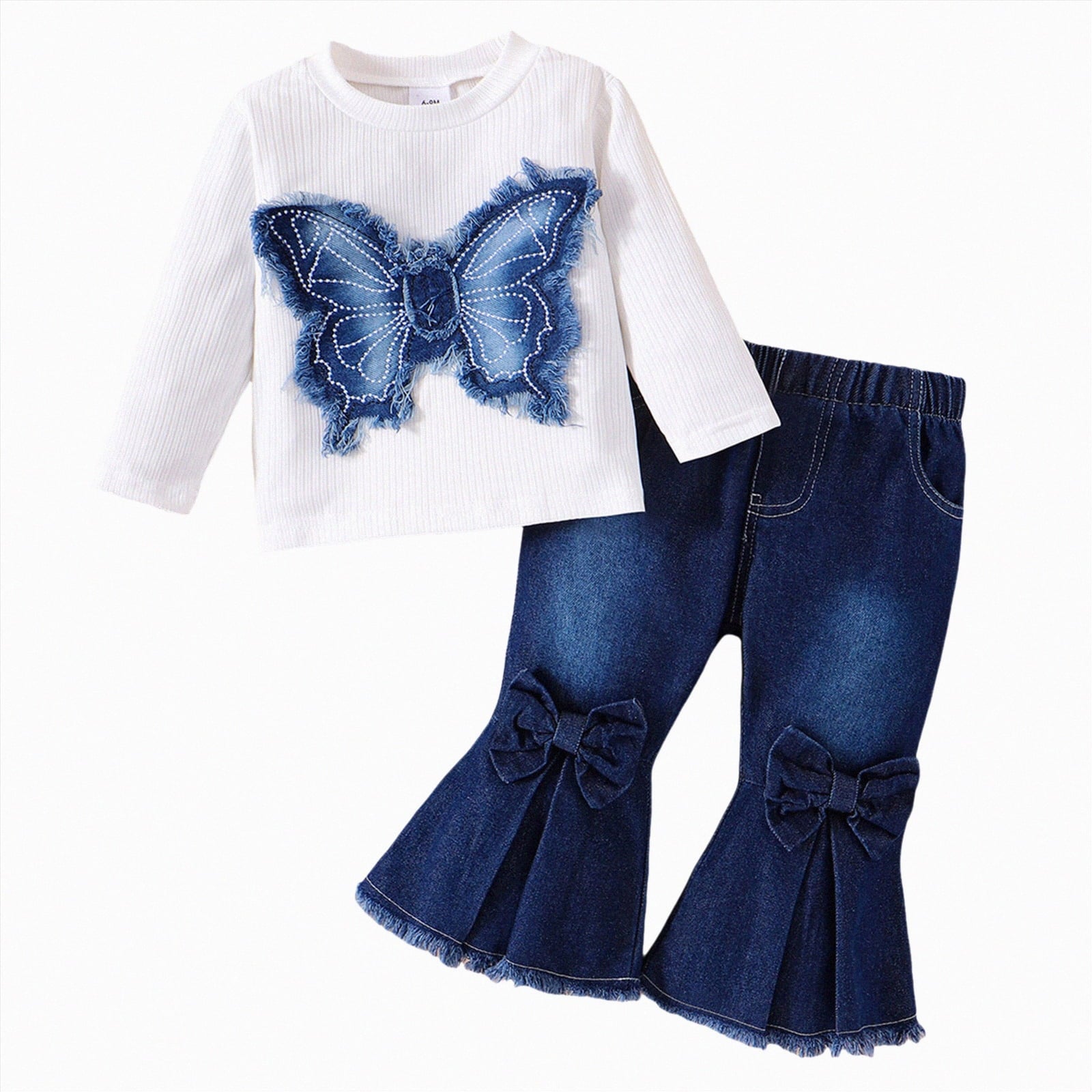 Gvdentm Preemie Newborn Clothes 3Months Infant Romper Fall Winter Outfits Gifts for Girls Cute Bell Bottoms Pant Sets(White,0-3 Months)