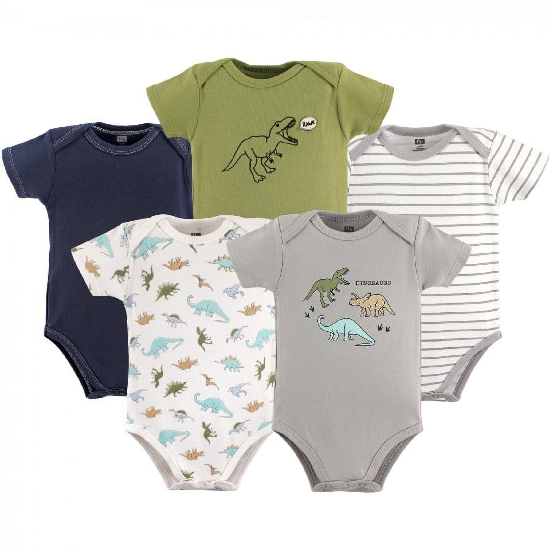 Hudson Baby Short Sleeve Bodysuits, 5-Pack, Newborn- 24 Months