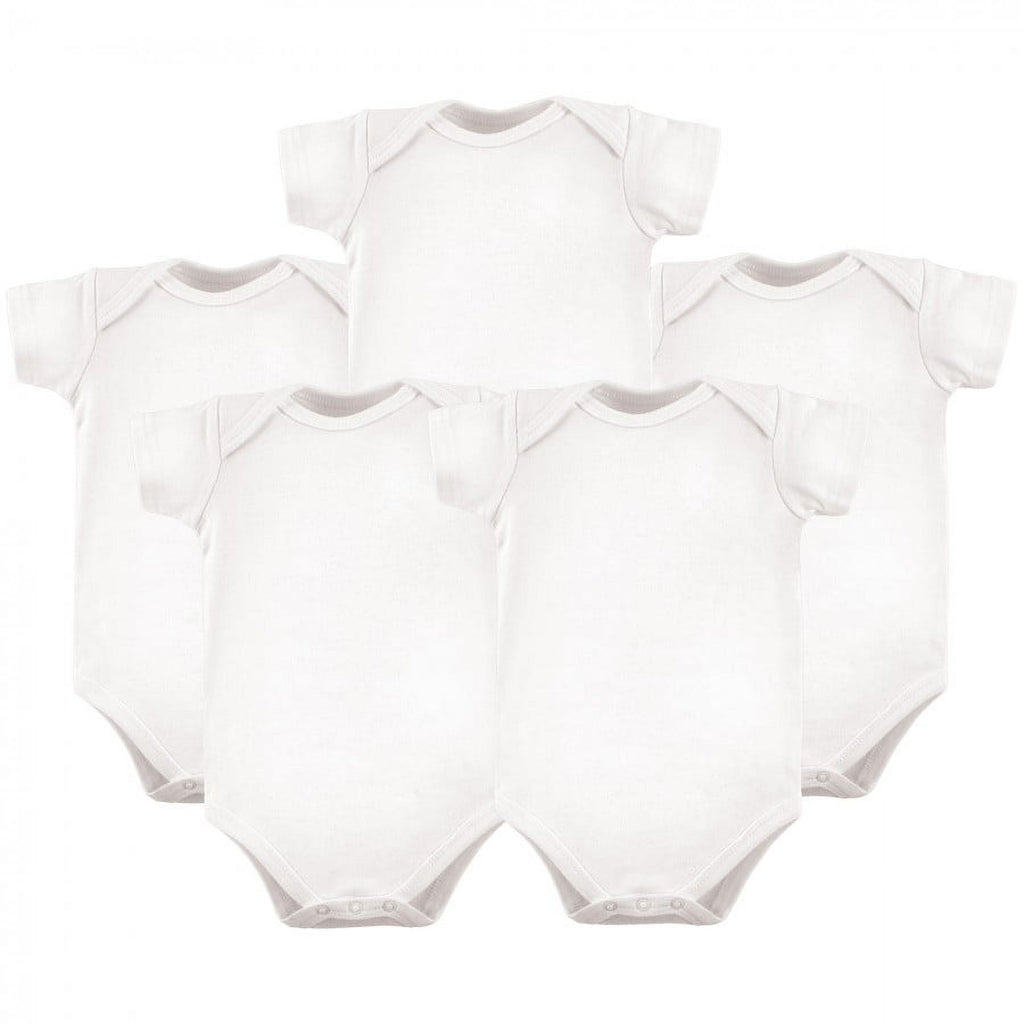 Hudson Baby Short Sleeve Bodysuits, 5-Pack, Newborn- 24 Months