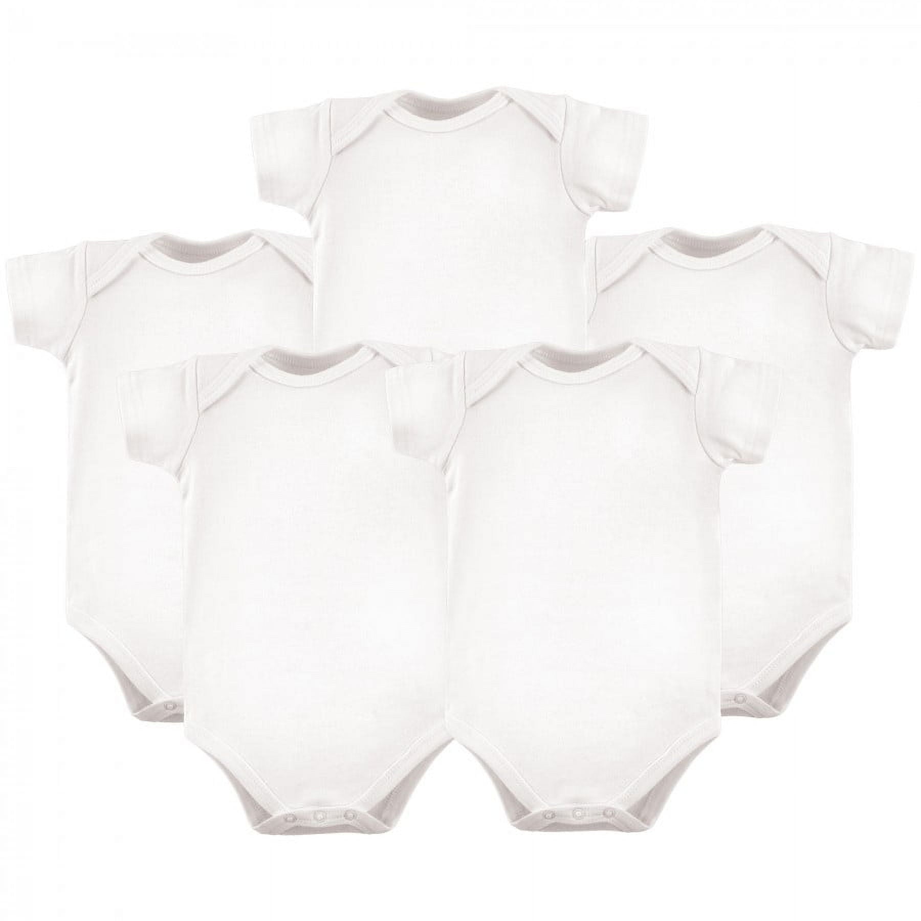 Hudson Baby Short Sleeve Bodysuits, 5-Pack, Newborn- 24 Months