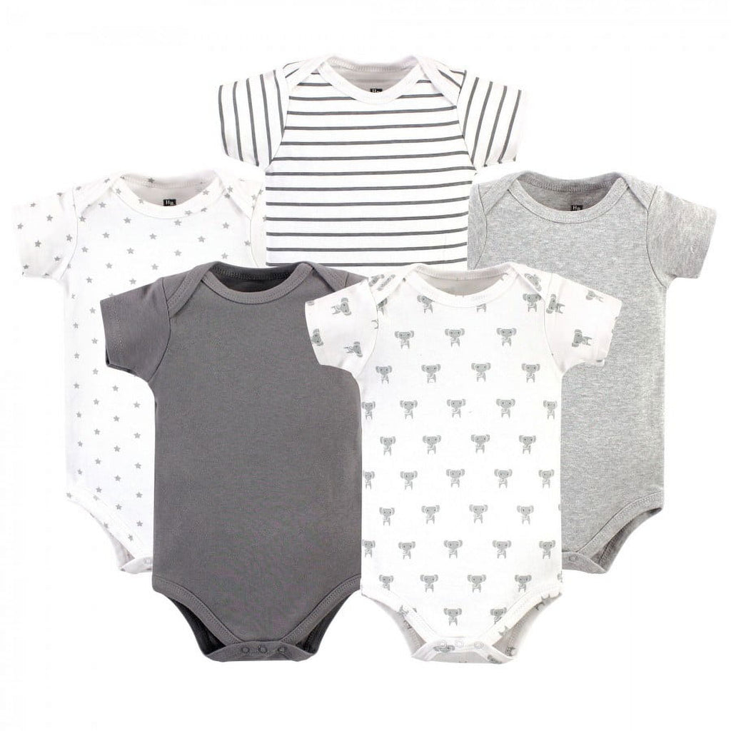 Hudson Baby Short Sleeve Bodysuits, 5-Pack, Newborn- 24 Months