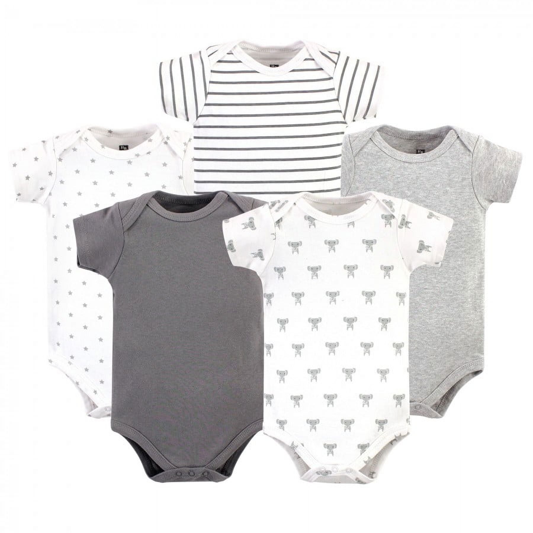 Hudson Baby Short Sleeve Bodysuits, 5-Pack, Newborn- 24 Months