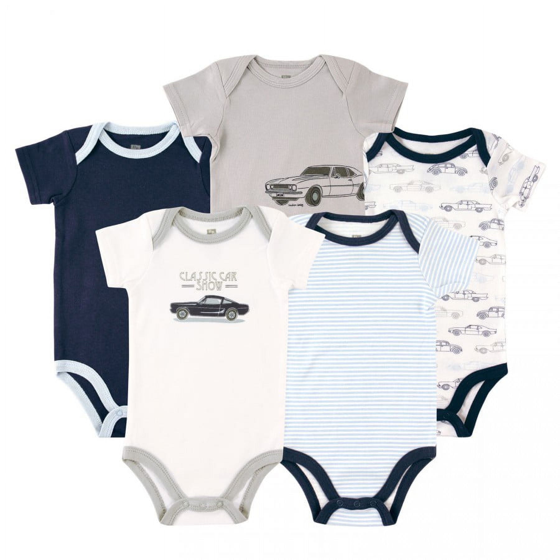 Hudson Baby Short Sleeve Bodysuits, 5-Pack, Newborn- 24 Months