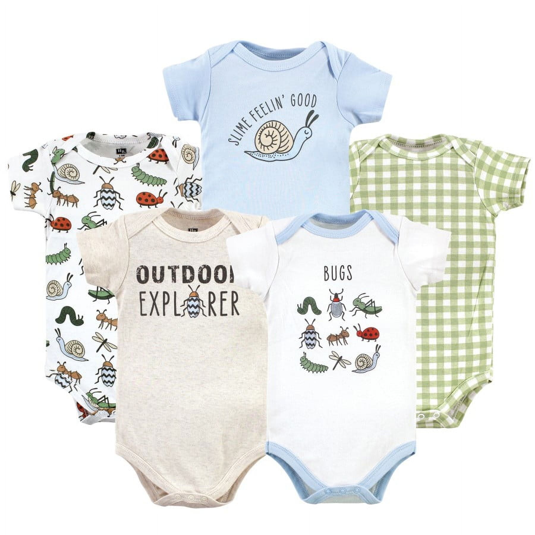 Hudson Baby Short Sleeve Bodysuits, 5-Pack, Newborn- 24 Months