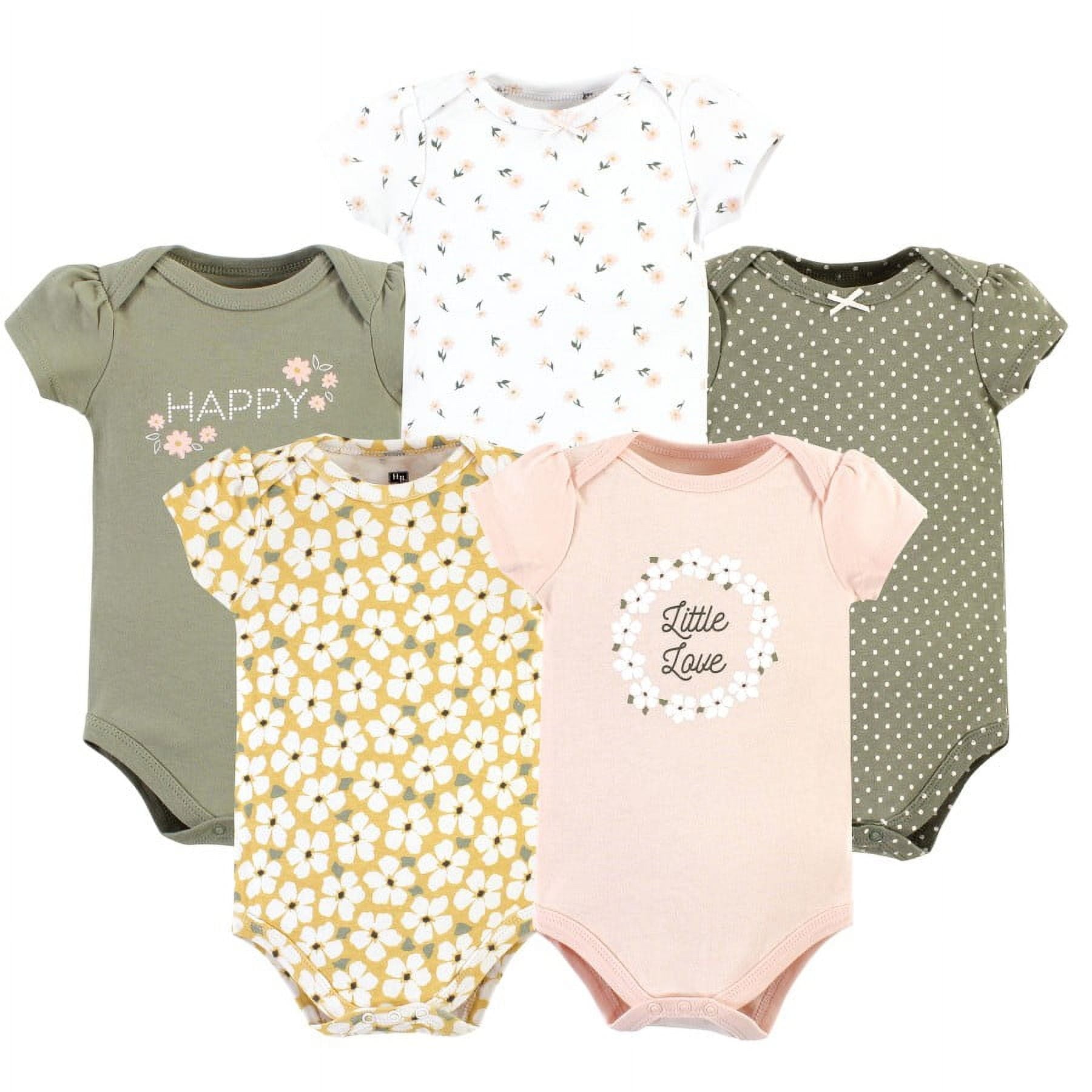 Hudson Baby Short Sleeve Bodysuits, 5-Pack, Newborn- 24 Months