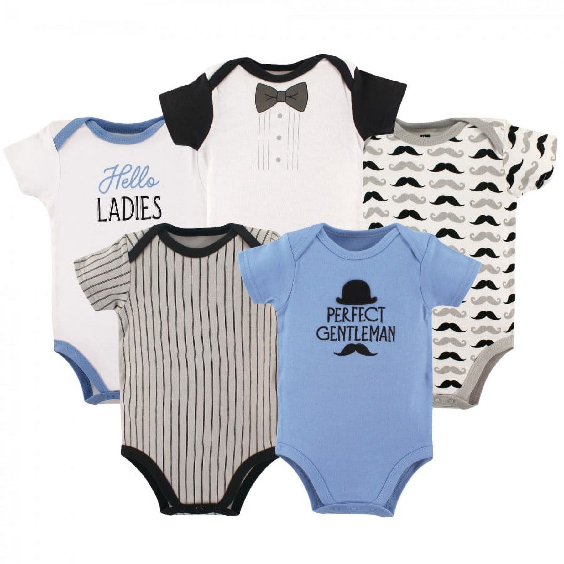 Hudson Baby Short Sleeve Bodysuits, 5-Pack, Newborn- 24 Months