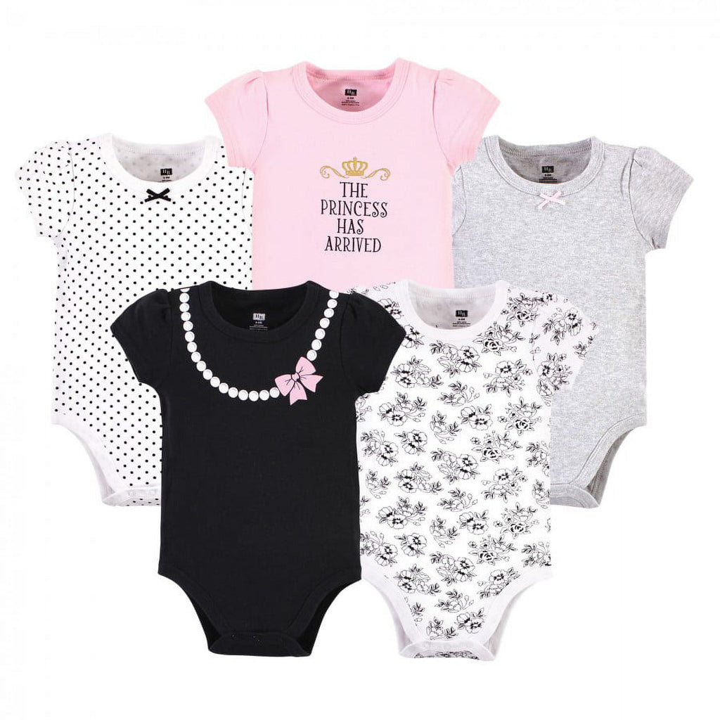 Hudson Baby Short Sleeve Bodysuits, 5-Pack, Newborn- 24 Months