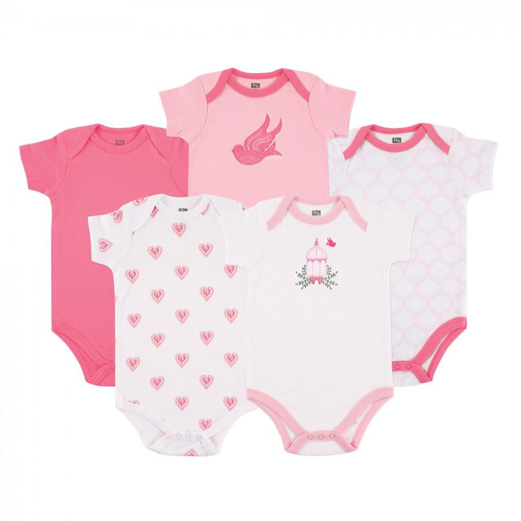 Hudson Baby Short Sleeve Bodysuits, 5-Pack, Newborn- 24 Months