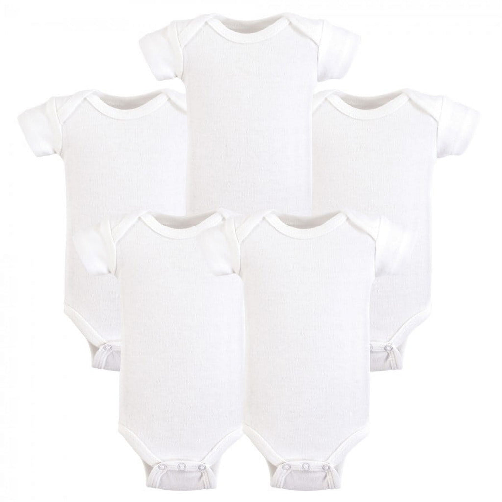 Hudson Baby Short Sleeve Bodysuits, 5-Pack, Newborn- 24 Months