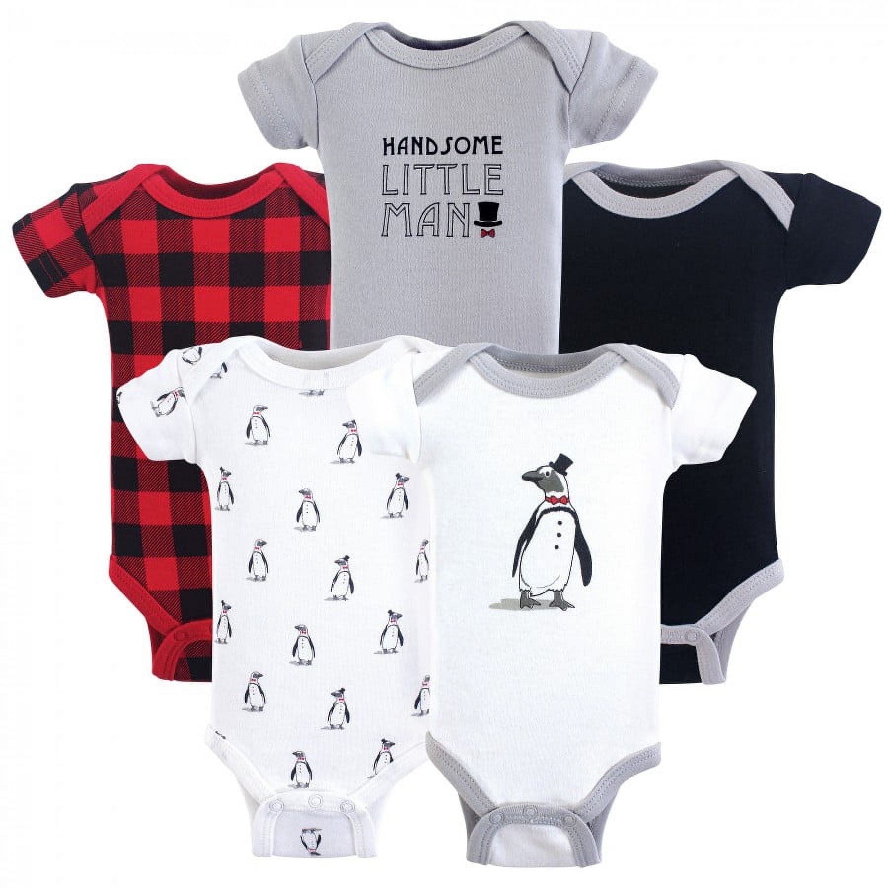 Hudson Baby Short Sleeve Bodysuits, 5-Pack, Newborn- 24 Months