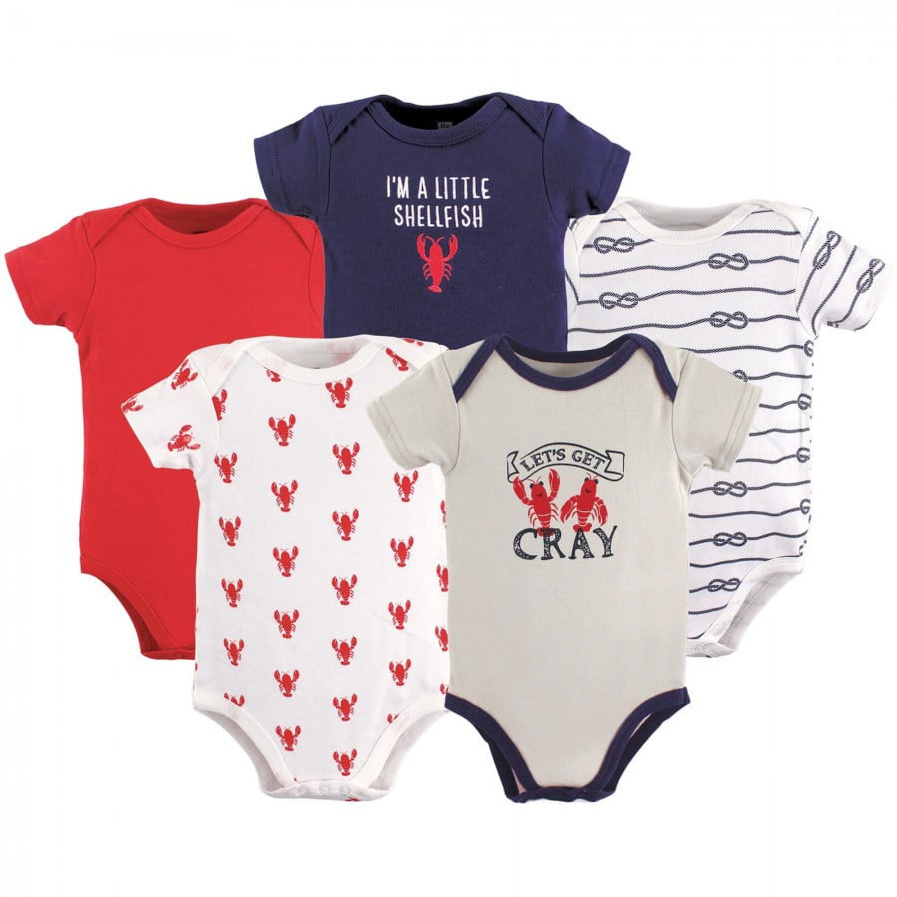 Hudson Baby Short Sleeve Bodysuits, 5-Pack, Newborn- 24 Months