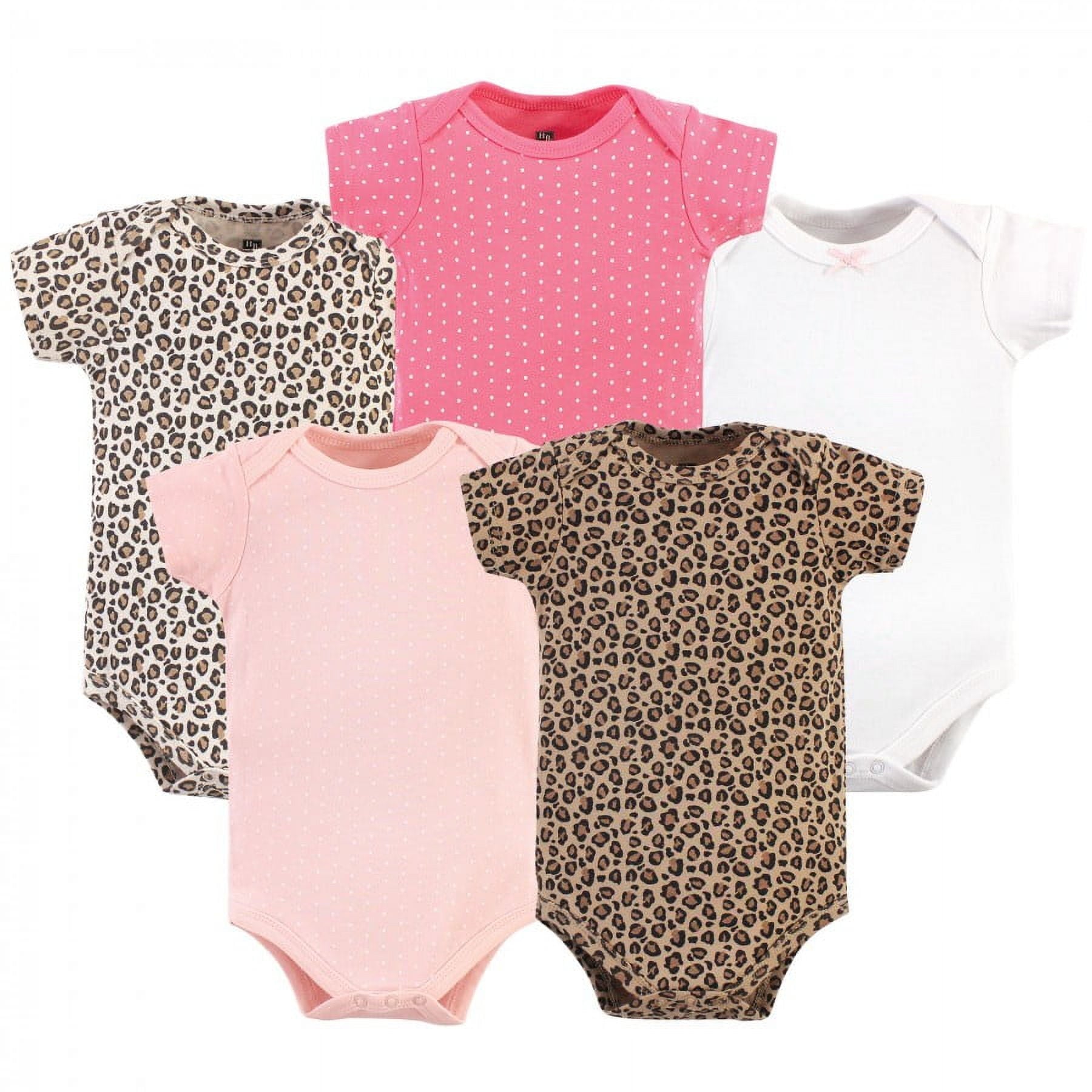 Hudson Baby Short Sleeve Bodysuits, 5-Pack, Newborn- 24 Months