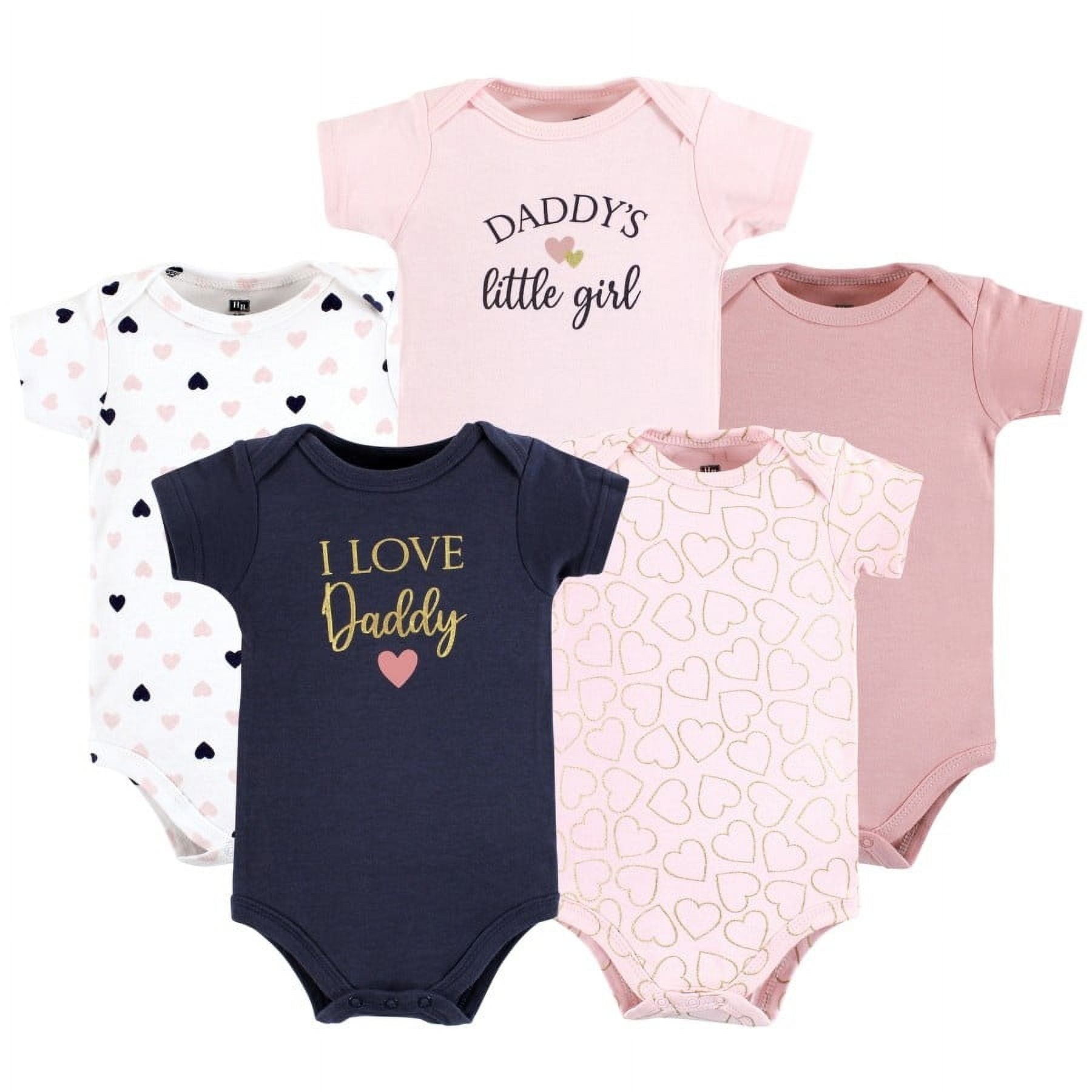 Hudson Baby Short Sleeve Bodysuits, 5-Pack, Newborn- 24 Months