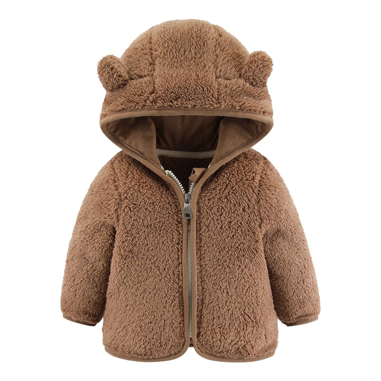 Jackets For Boy Baby Bear Ears Hooded Outerwear Zipper Warm Winter Coat (6 Months-12 Months)