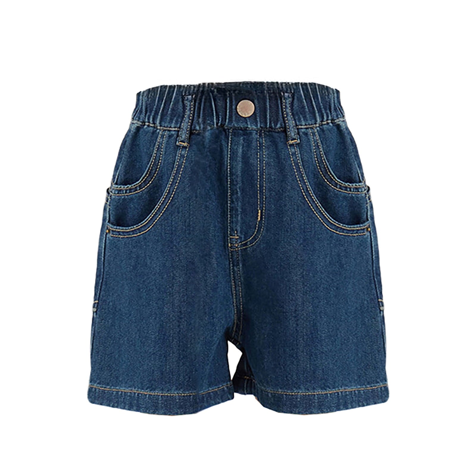 LIIPEE Boys Jean Shorts Stretch Elastic High Waist Denim Shorts With Pockets Girl Leisure Casual Outings Shorts,Blue,10-11 Years