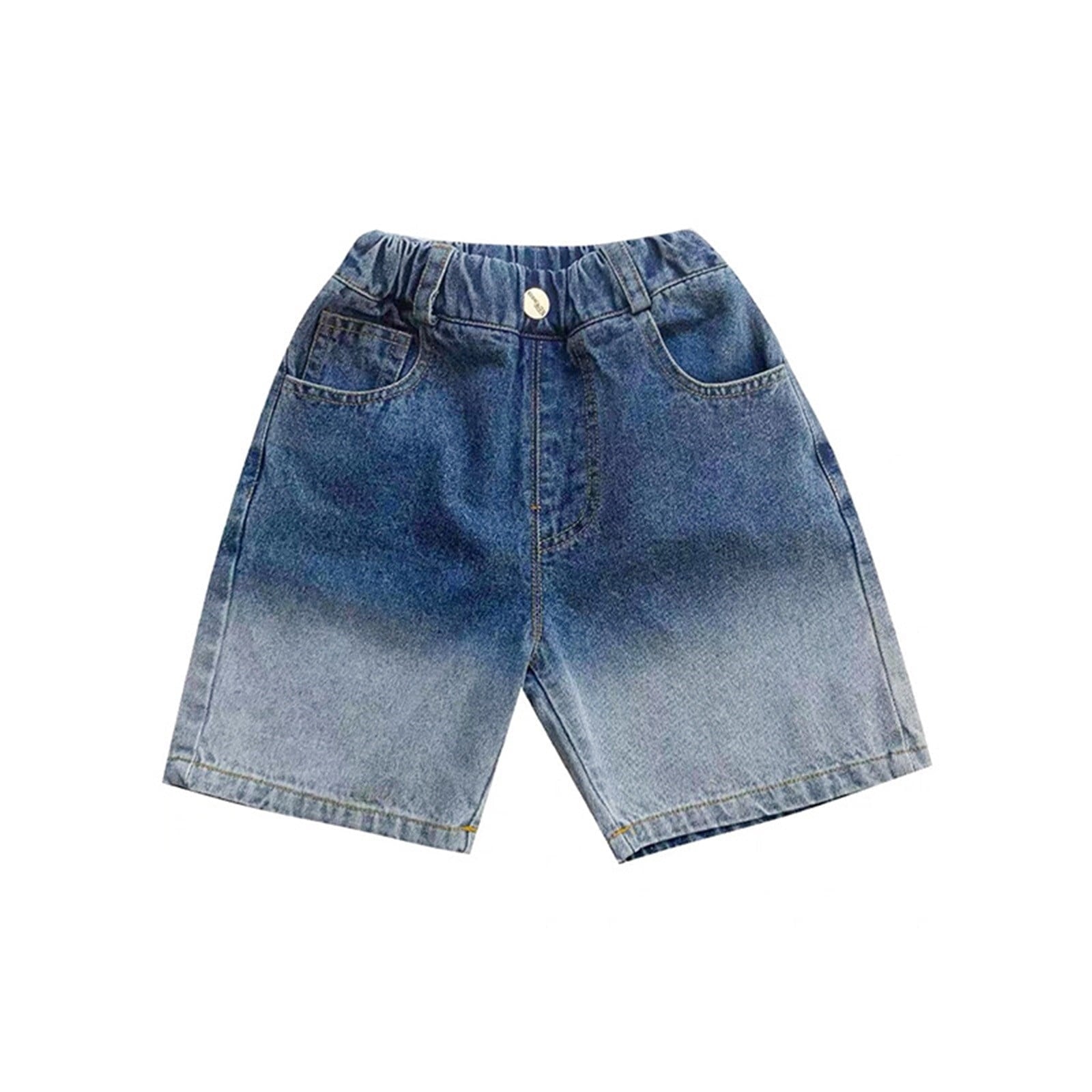 LIIPEE Boys Jean Shorts Stretch Elastic High Waist Denim Shorts With Pockets Girl Leisure Casual Outings Shorts,Blue,10-11 Years