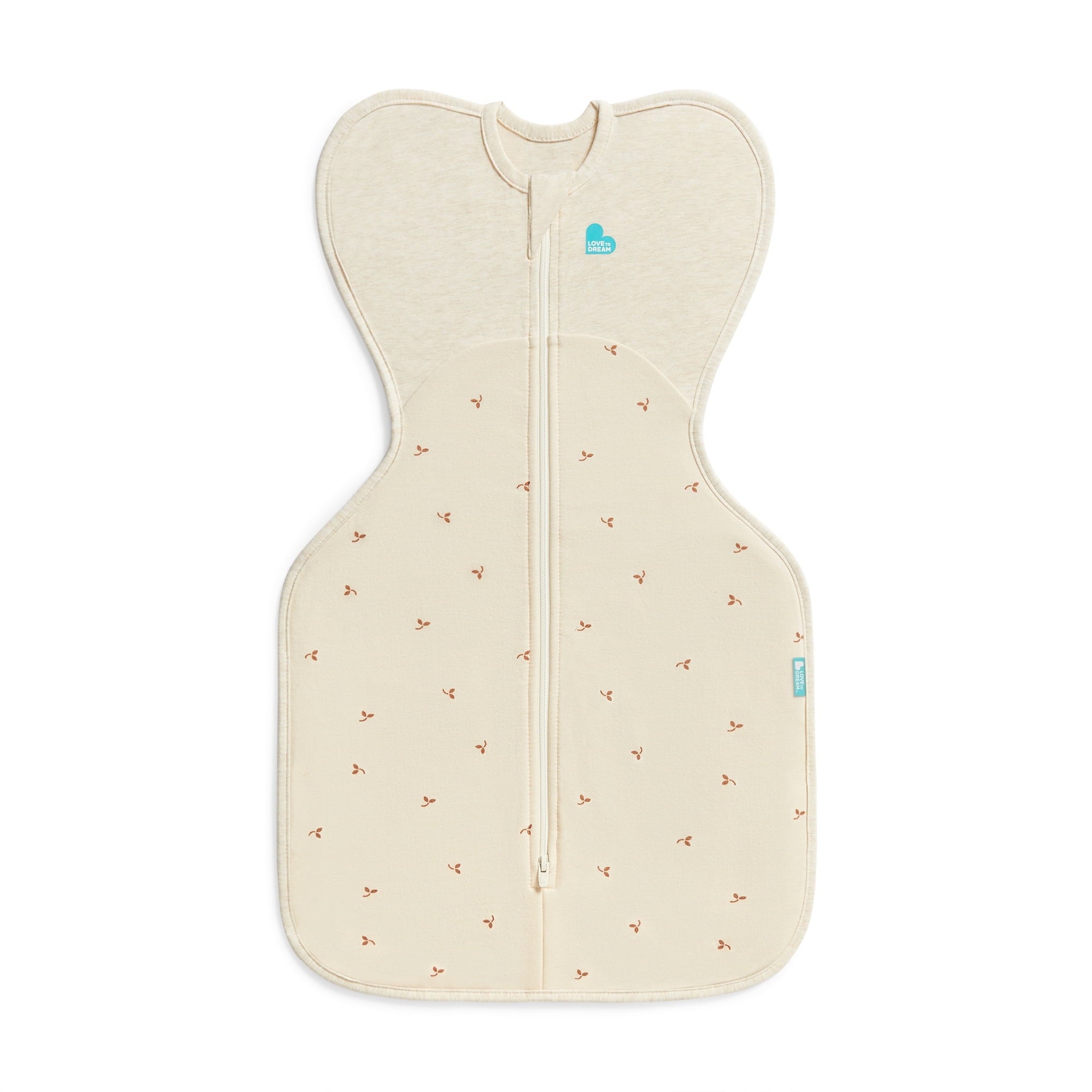 Love to Dream Swaddle Up Fleece 1.5 TOG Baby Sleep Sack, Arms Up Design, Twin Zipper, Newborn 5-8.5 lbs, Oat Twigs