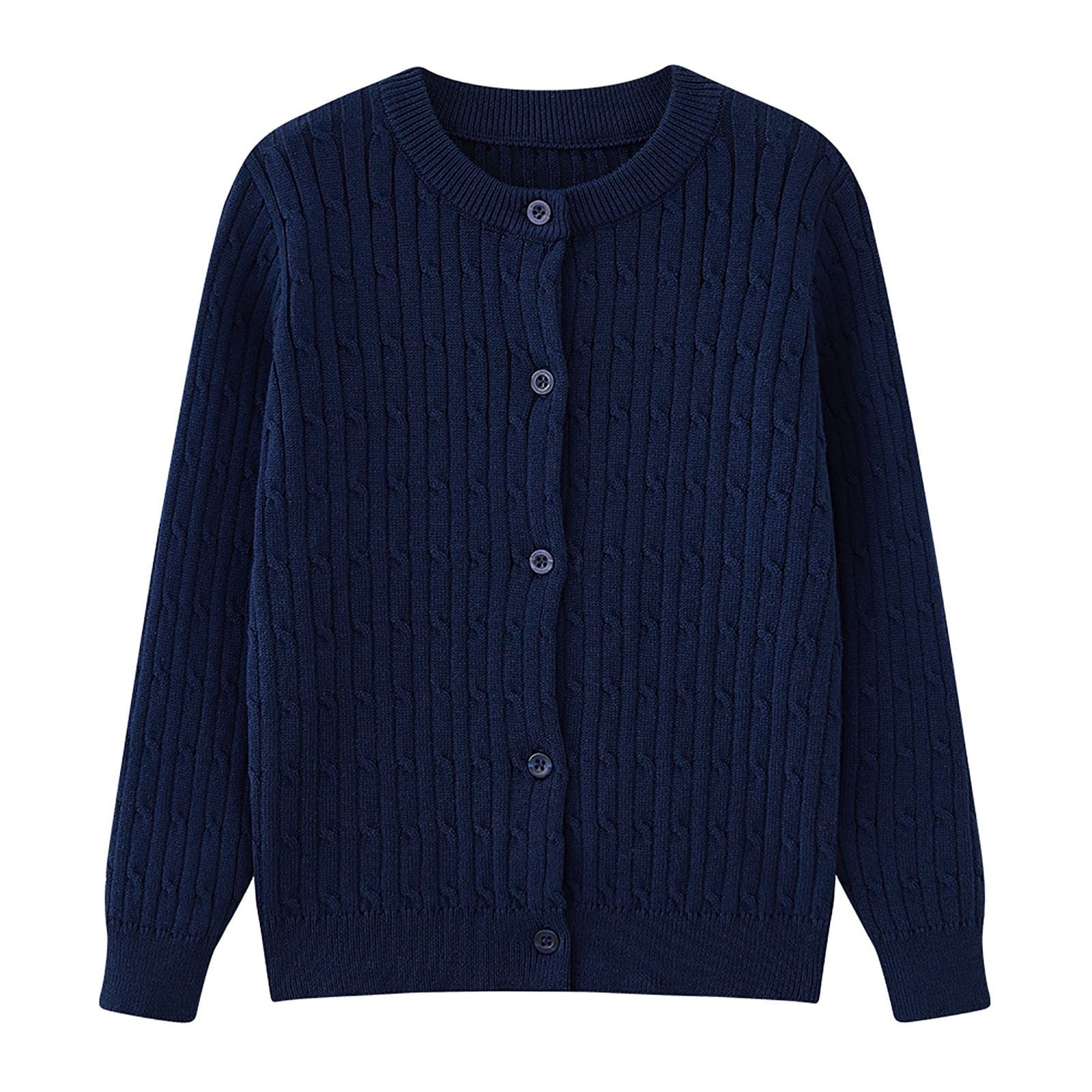 NIEWTR Girls Crewneck Cardigan Long Sleeve Children Button Cotton Sweater Sweaters for Little Girls Cardigan Sweater，7-8 Years，Blue