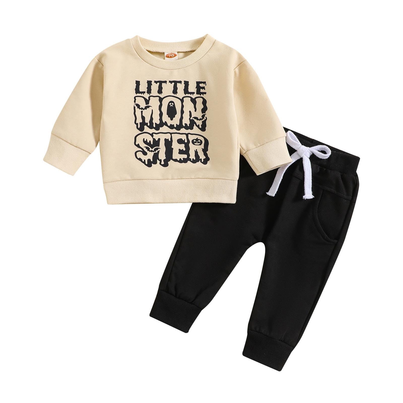 TOWED22 Toddler Baby Boy Fall Winter Clothes Long Sleeve Crewneck Pullover Sweatshirt Jogger Pants Set 2 Piece Outfit Yellow,18-24 Months