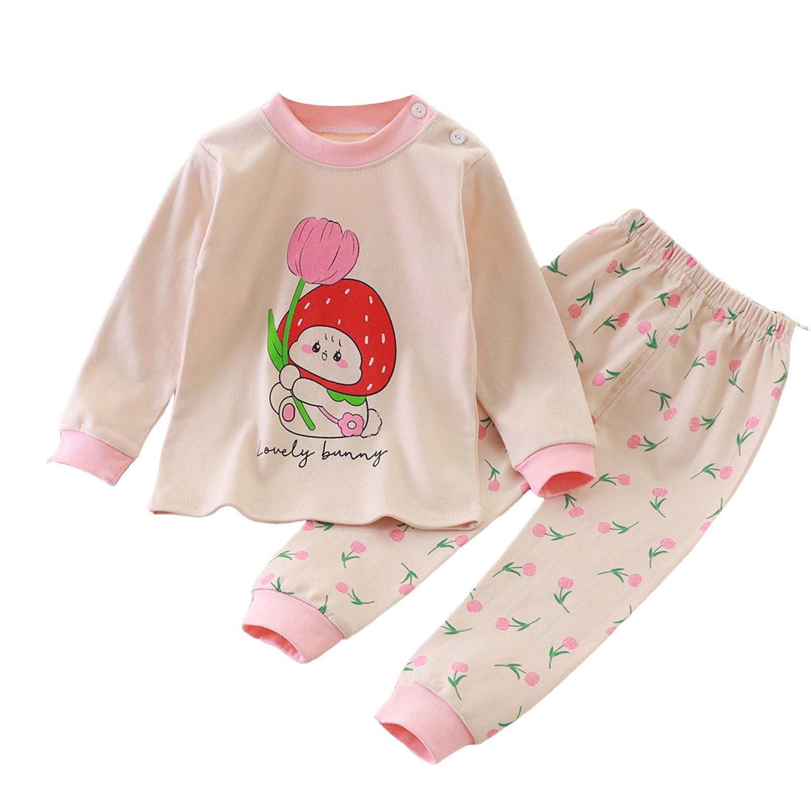 Zanarzt Baby Unisex Baby Pajamas Holiday 2 Piece Pajamas Sleepwear PJs Organic Cotton for Baby Toddler Kids Light Pink,3-6 Months