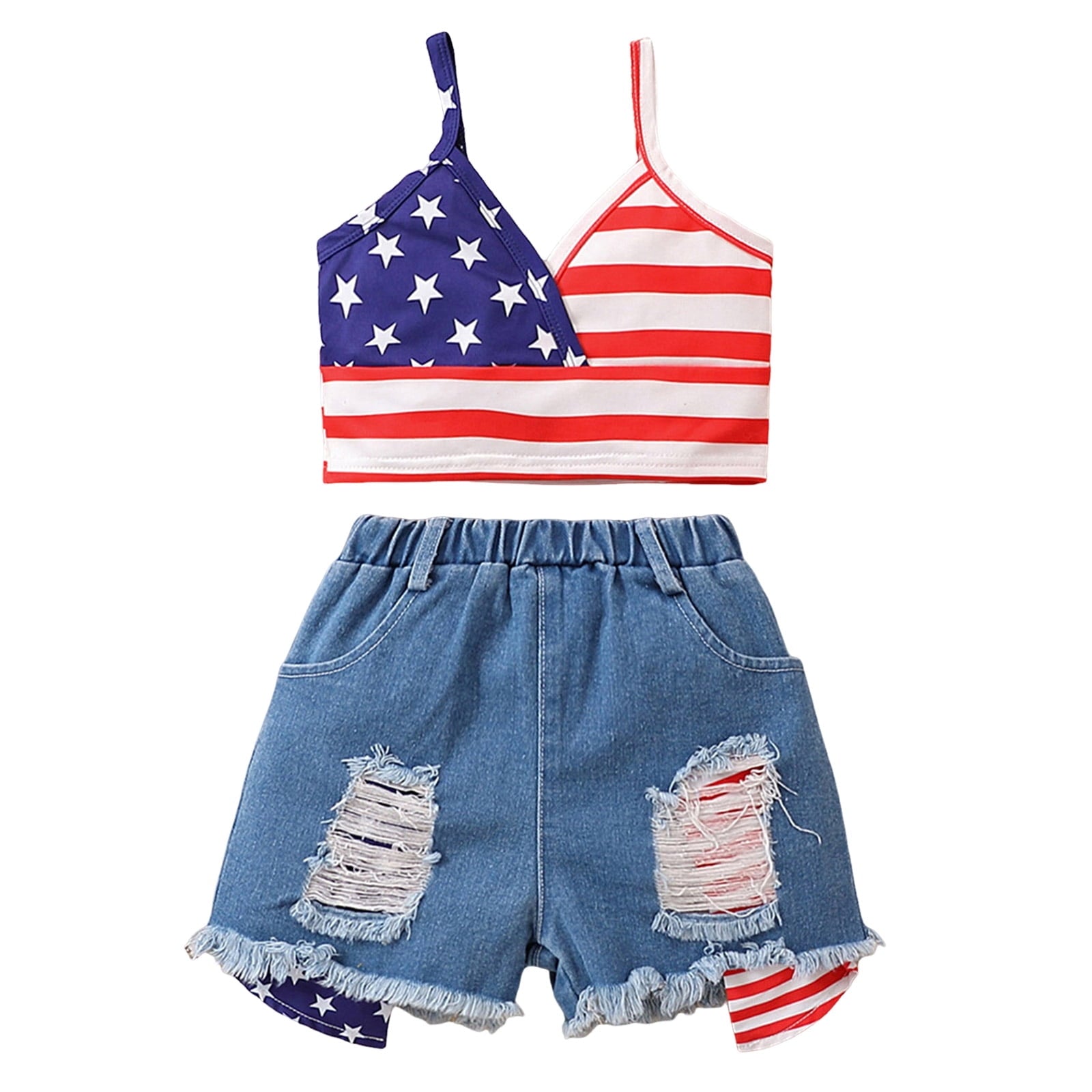 Zanarzt Toddler Summer Clothes Girls Toddler Baby Girl Clothes Summer Outfits Ruffle Sleeveless Shirt Kid Short Set for Girl Red,12-18 Months