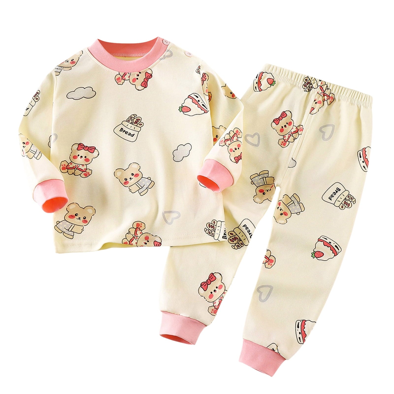 Zanarzt Baby Unisex Baby Pajamas Holiday 2 Piece Pajamas Sleepwear PJs Organic Cotton for Baby Toddler Kids Light Pink,3-6 Months