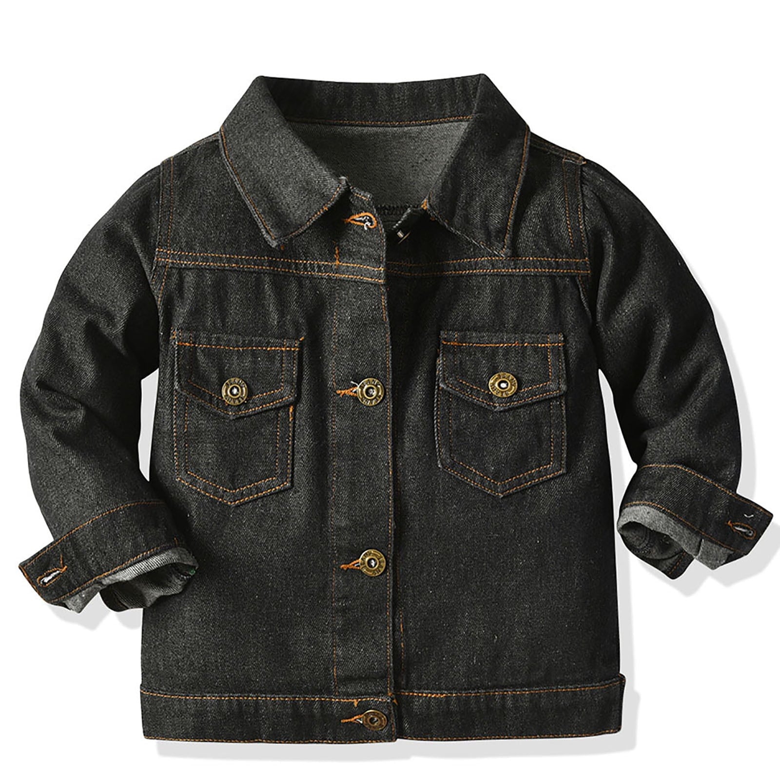 ameIAEA Toddler Kids Button Down Denim Jacket Long Sleeve Collared Fall Casual Jean Coat for Boys Girls