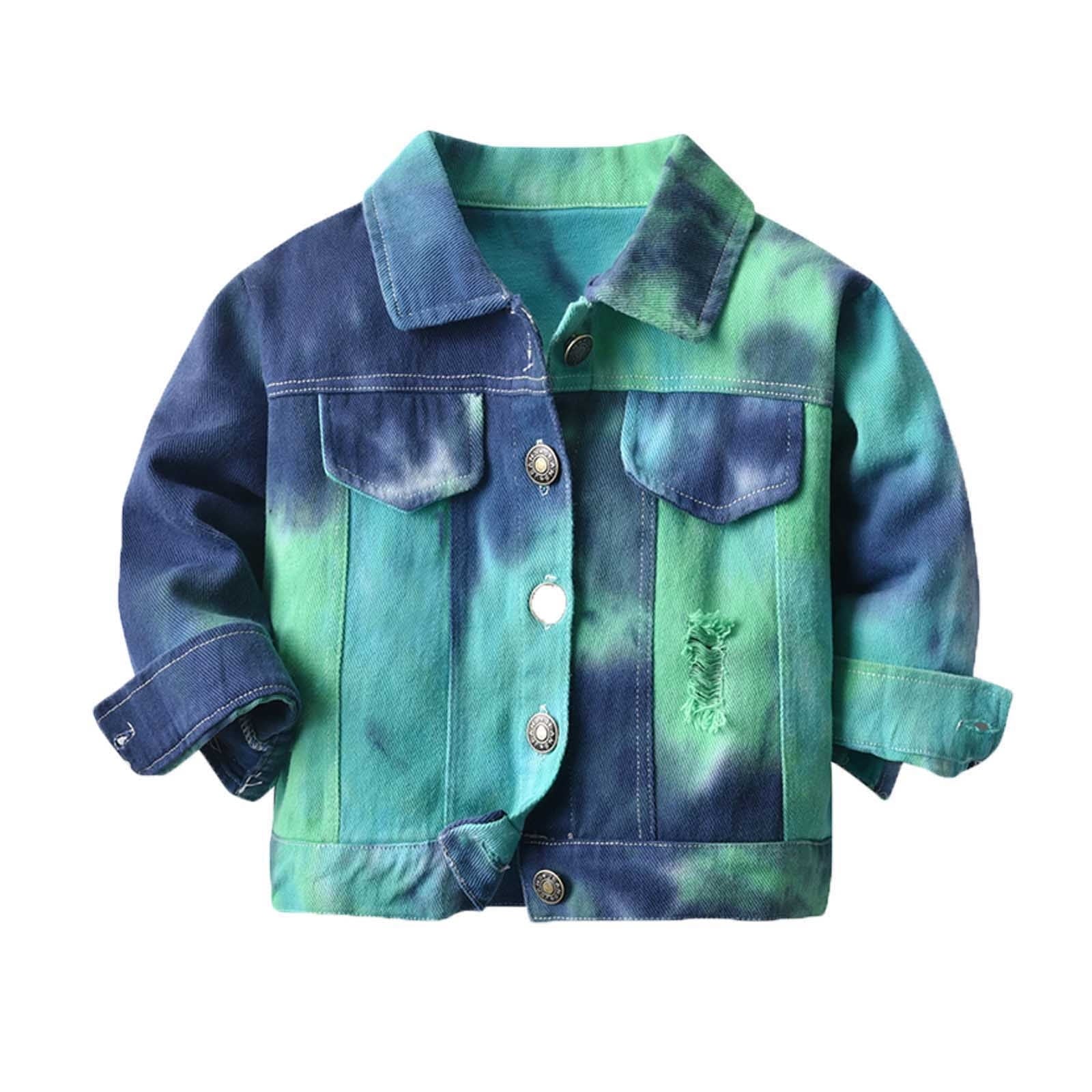 ameIAEA Toddler Kids Button Down Denim Jacket Long Sleeve Collared Fall Casual Jean Coat for Boys Girls