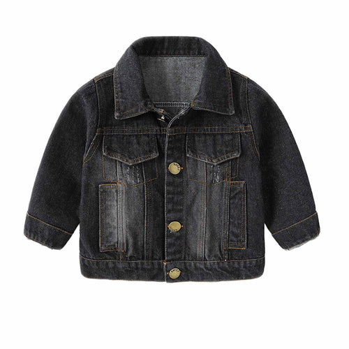 ameIAEA Toddler Kids Button Down Denim Jacket Long Sleeve Collared Fall Casual Jean Coat for Boys Girls