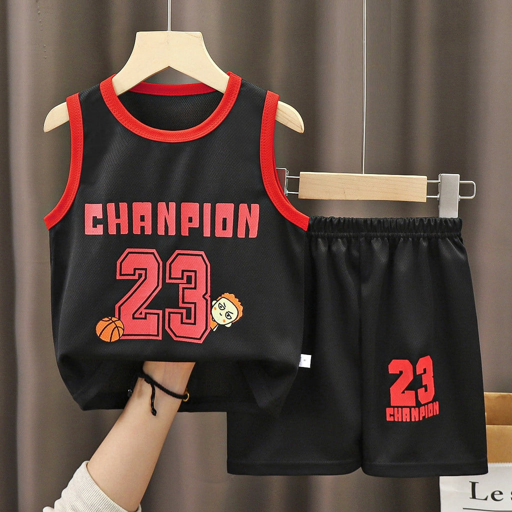 Toddler Basketball Jerseys for Kids Toddler Basketball Jersey Uniform For Boys Summer Sleeveless Mesh Breathable Quick Dry Activewear Black 2-3 Years
