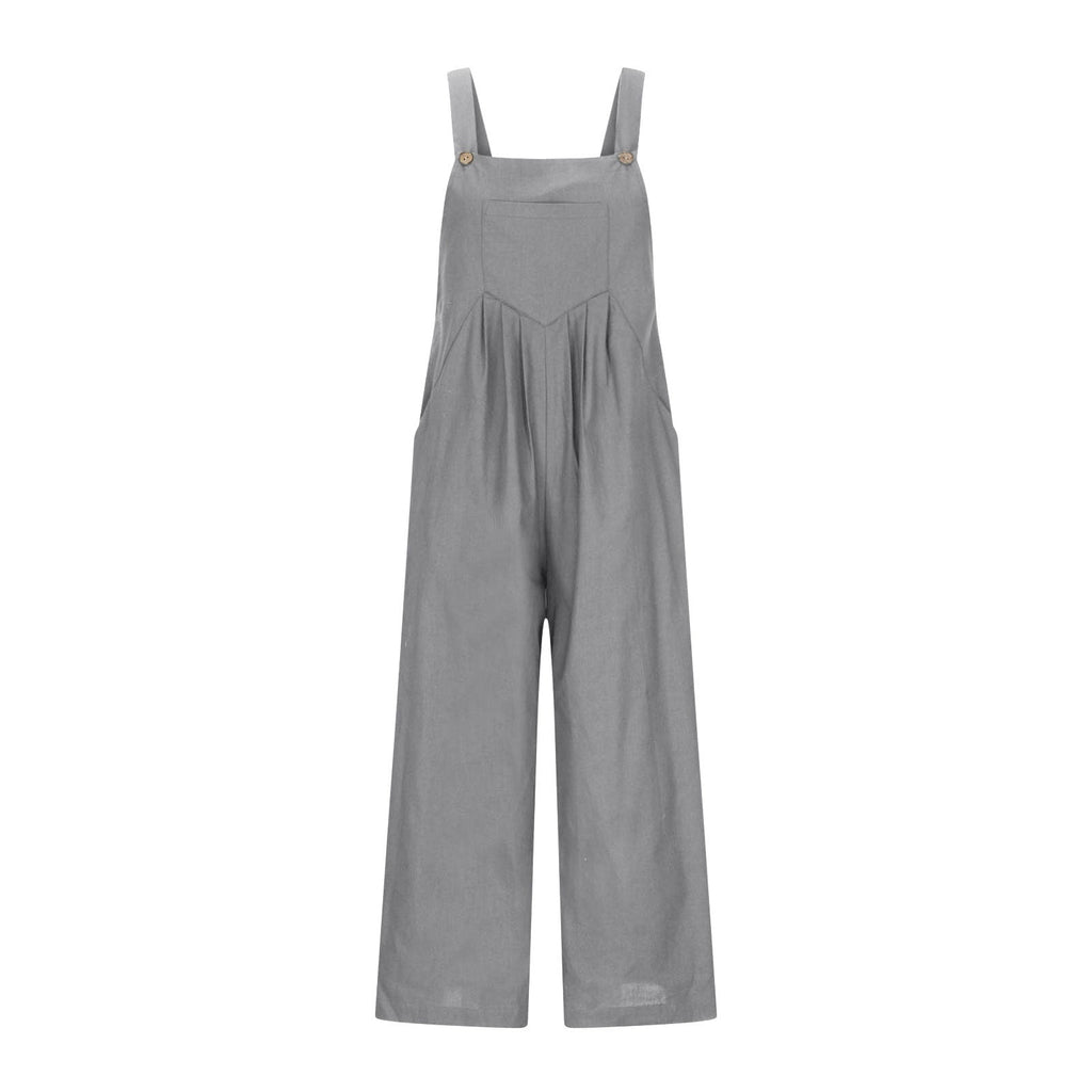 MEZZALL Girls Summer Sleeveless Wide Leg Jumpsuit Casual Solid Color Romper With Pockets Loose Fit Overalls For Toddler Kids Lovely Dailywear, Grey, 13-14 Years