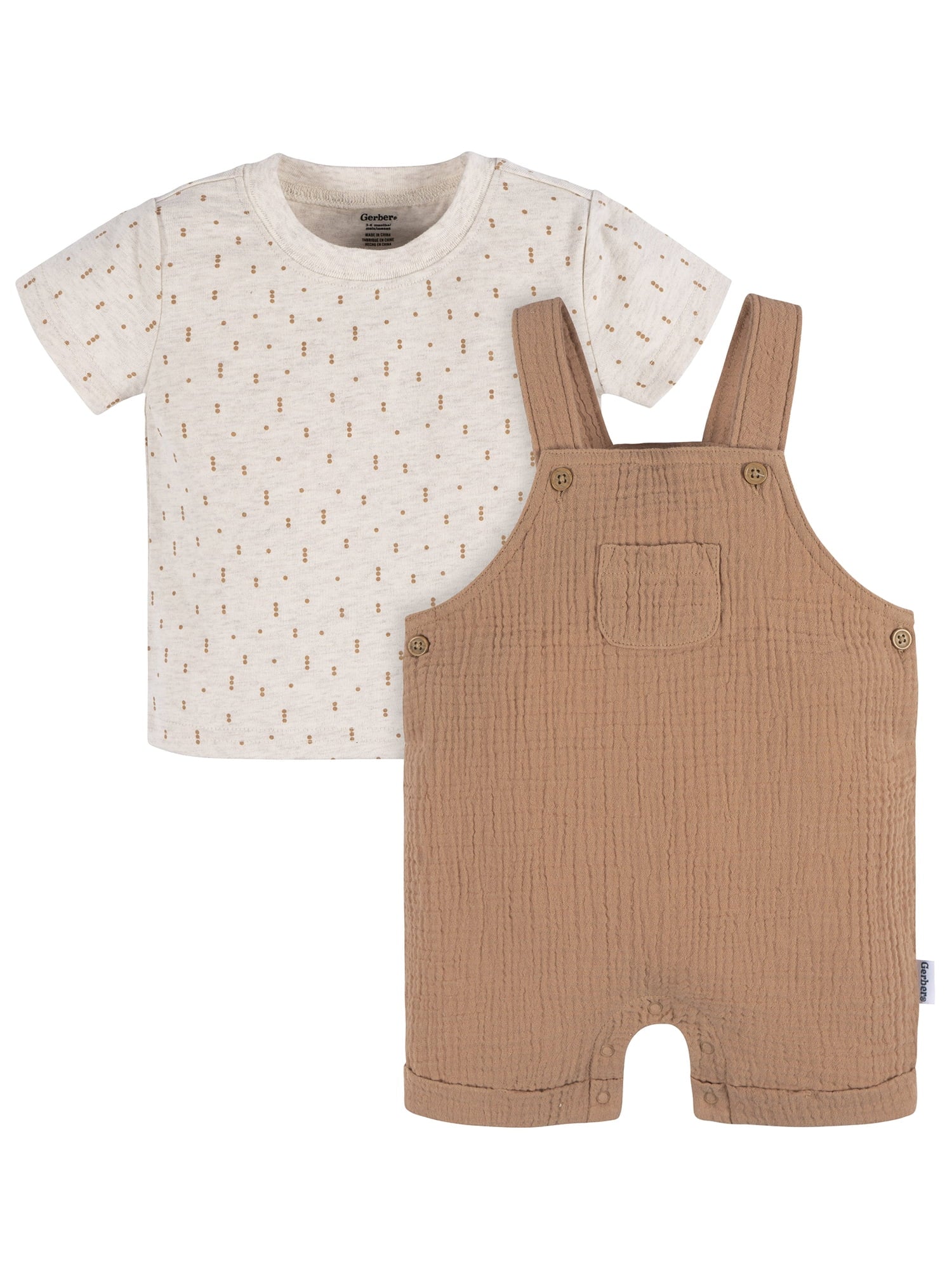 Gerber Baby Neutral T-Shirt and Romper Outfit Set, 2-Piece, Sizes Newborn - 24 Months