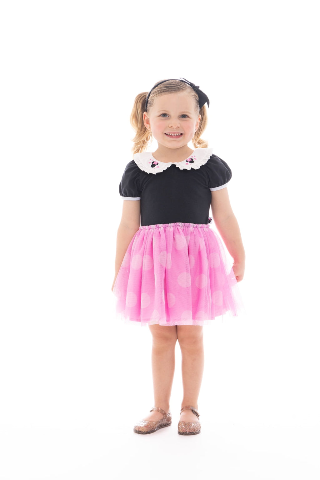 Minnie Mouse Toddler Girls Cosplay Tutu Dress with Puff Sleeves, Sizes 12M-5T