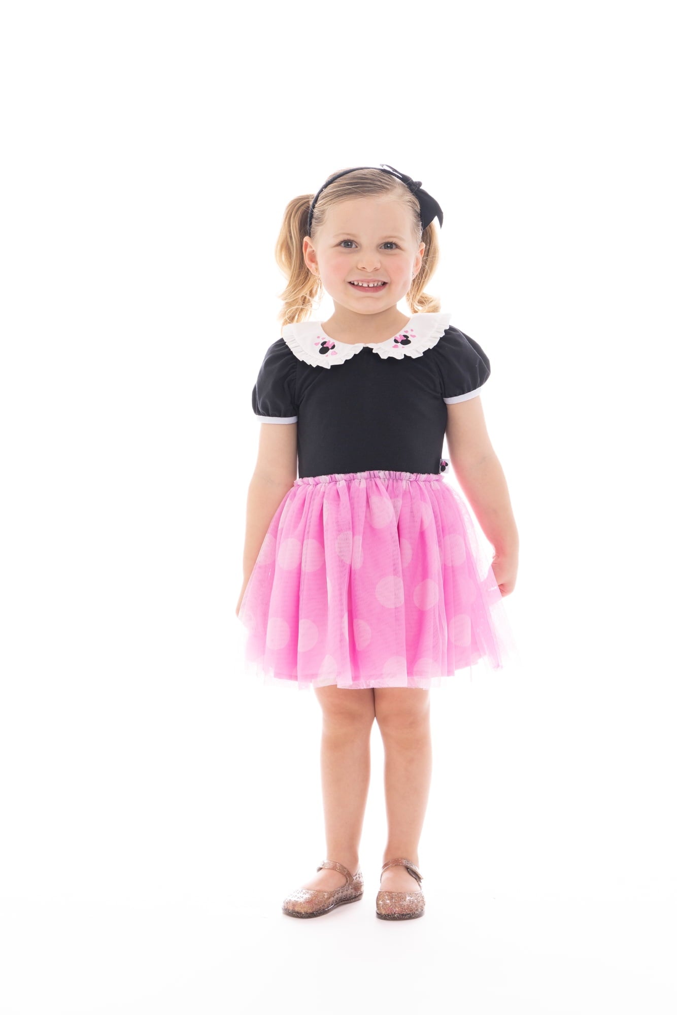 Minnie Mouse Toddler Girls Cosplay Tutu Dress with Puff Sleeves, Sizes 12M-5T