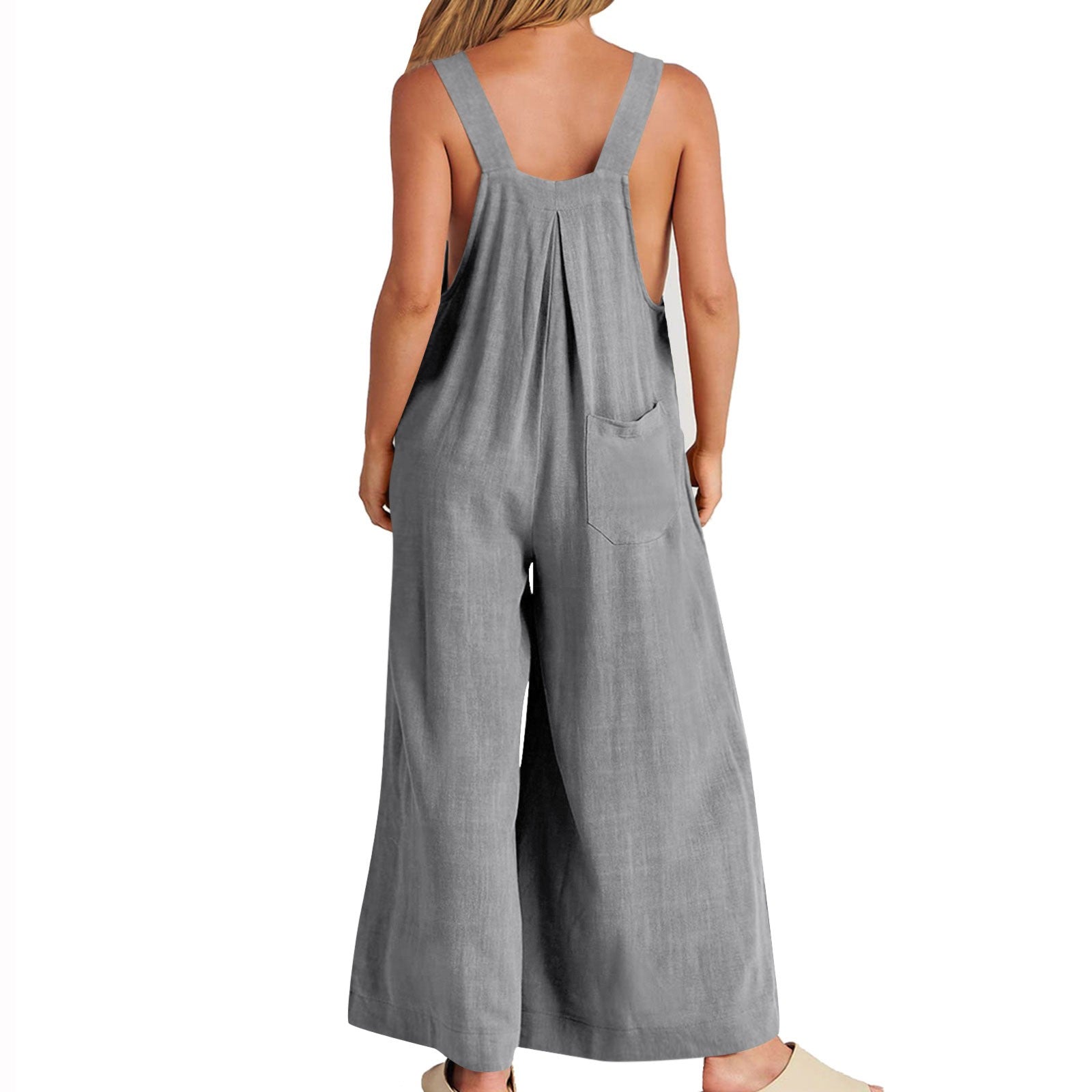 MEZZALL Girls Summer Sleeveless Wide Leg Jumpsuit Casual Solid Color Romper With Pockets Loose Fit Overalls For Toddler Kids Lovely Dailywear, Grey, 13-14 Years